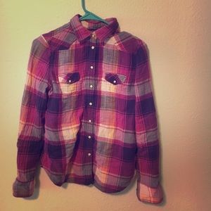 Pink plaid button shirt